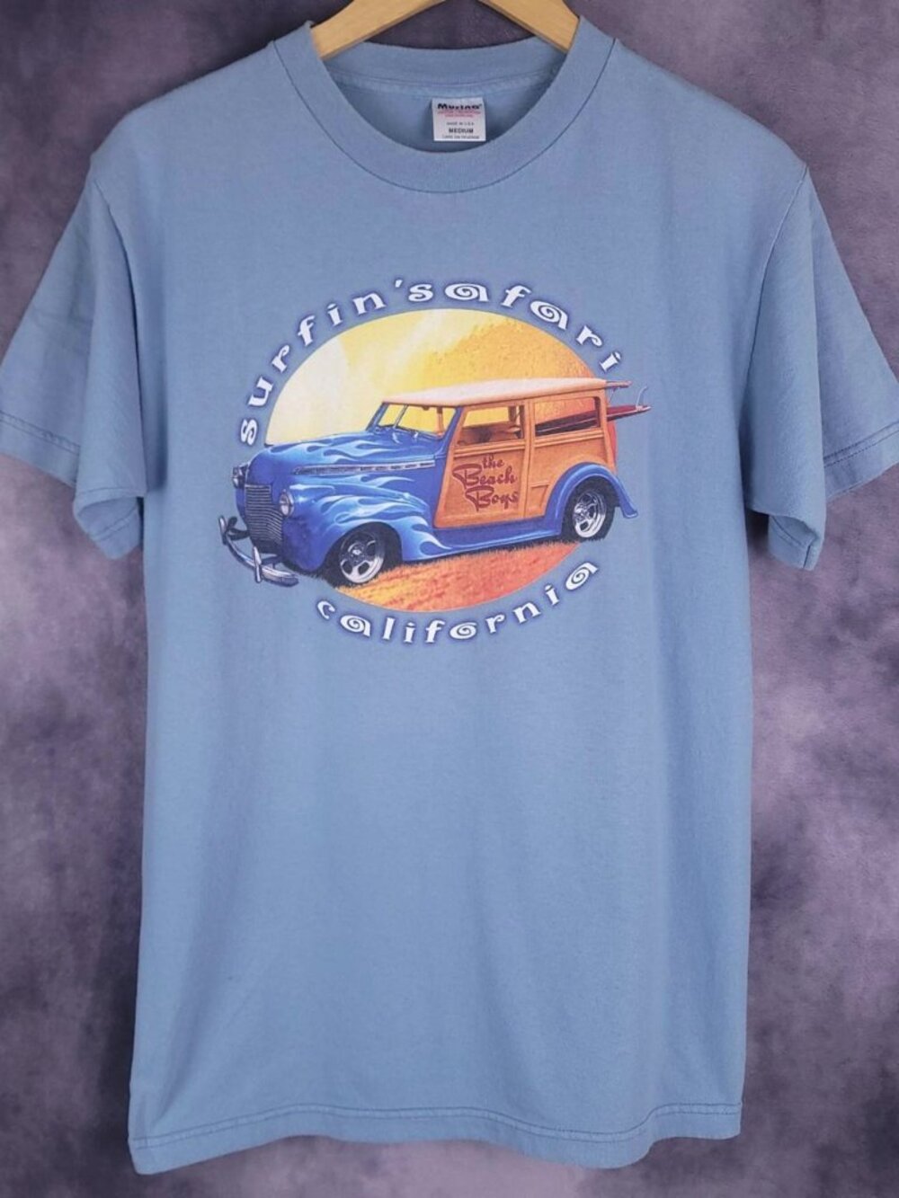 Vintage 00s Y2K the Beach Boys Surfin' Safari California blue T-Shirt